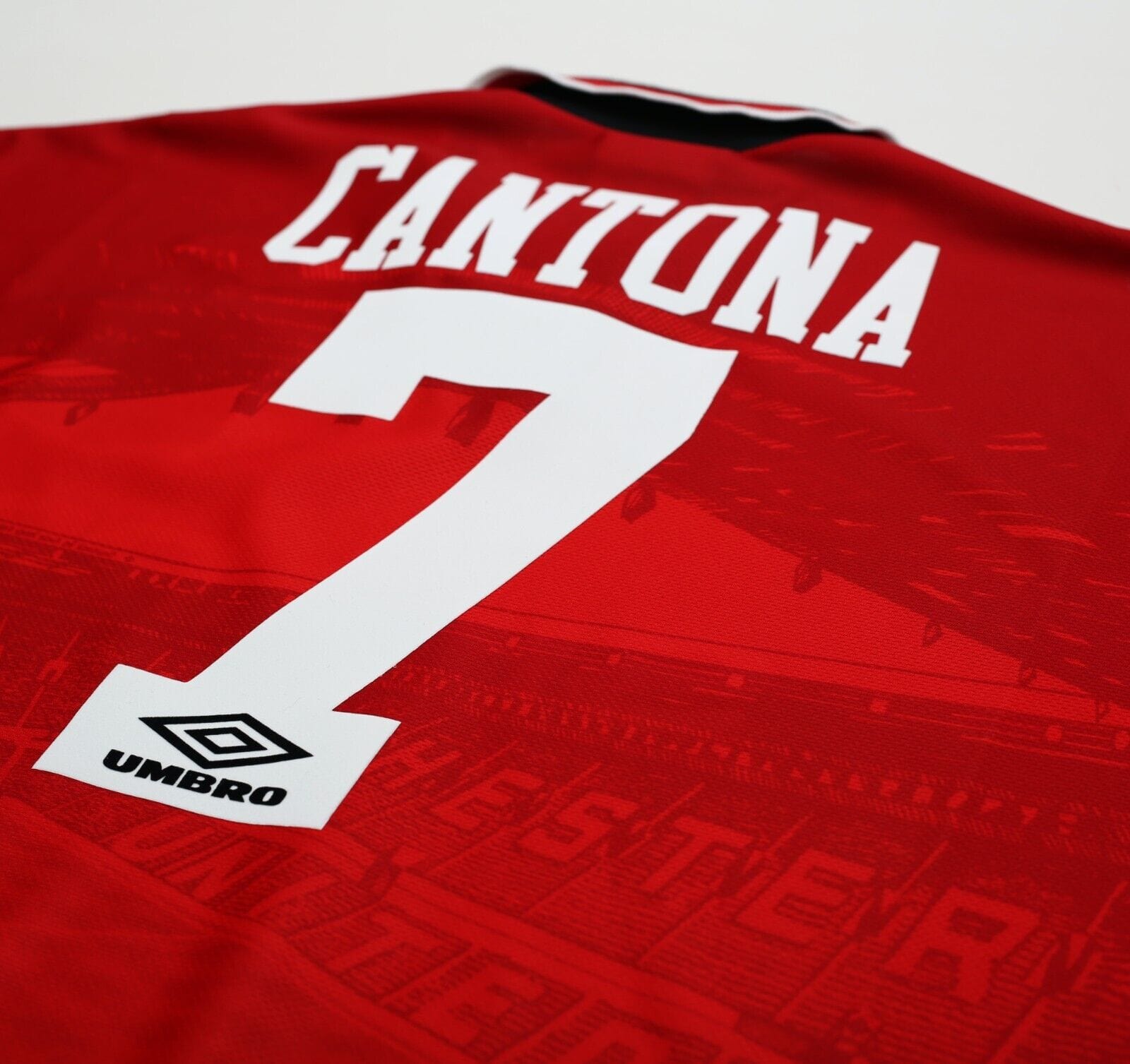 1994/96 CANTONA #7 Manchester United Vintage Umbro FA Cup 96 Football Shirt (XL)