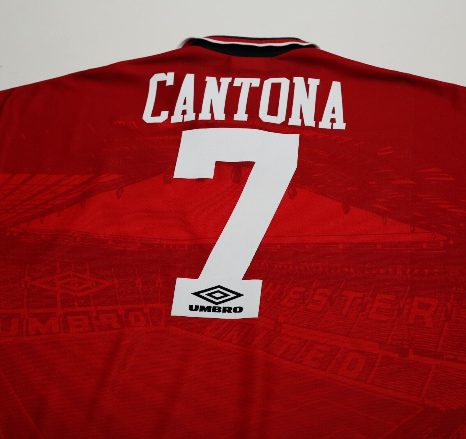 1994/96 CANTONA #7 Manchester United Vintage Umbro FA Cup 96 Football Shirt (XL)