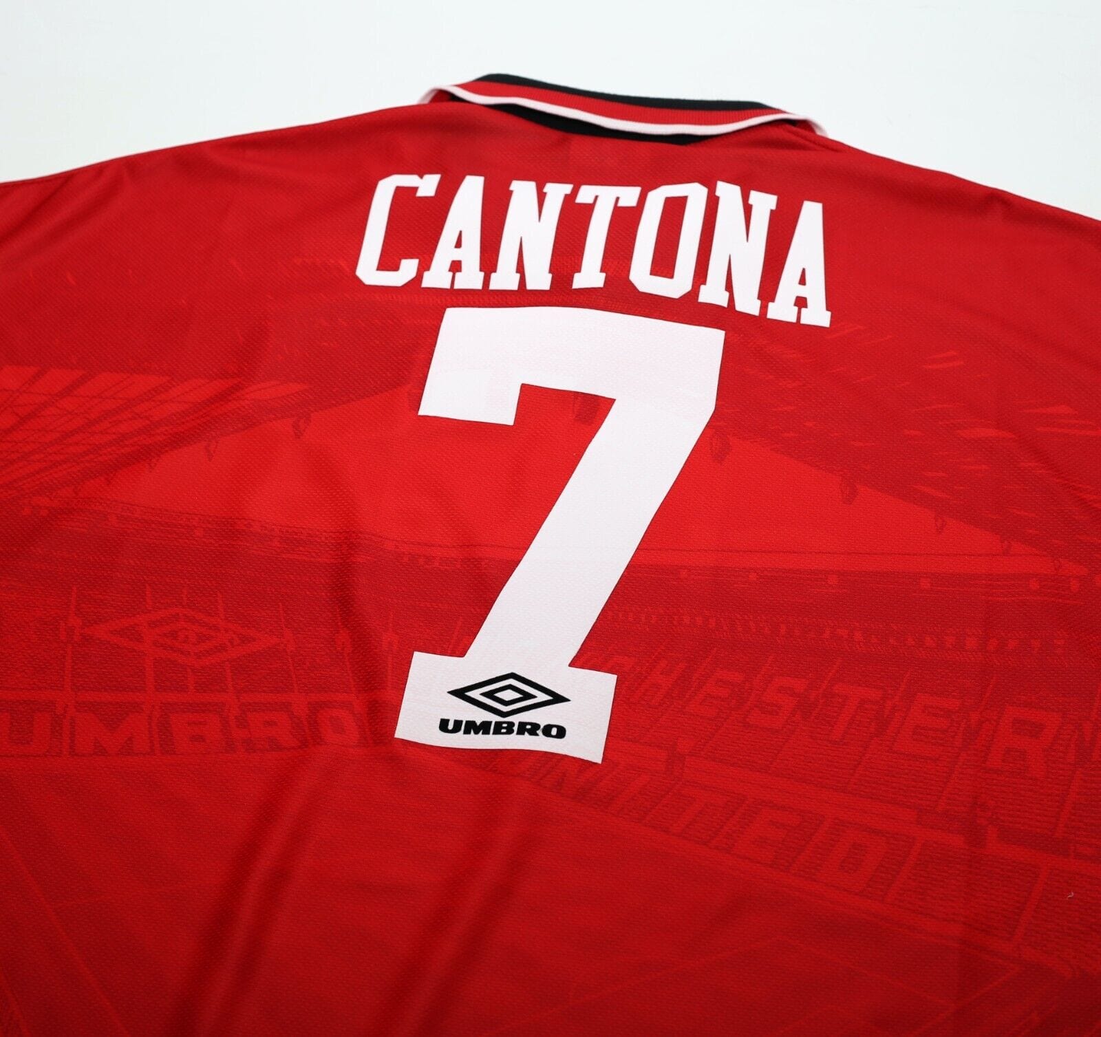 1994/96 CANTONA #7 Manchester United Vintage Umbro FA Cup 96 Football Shirt (XL)