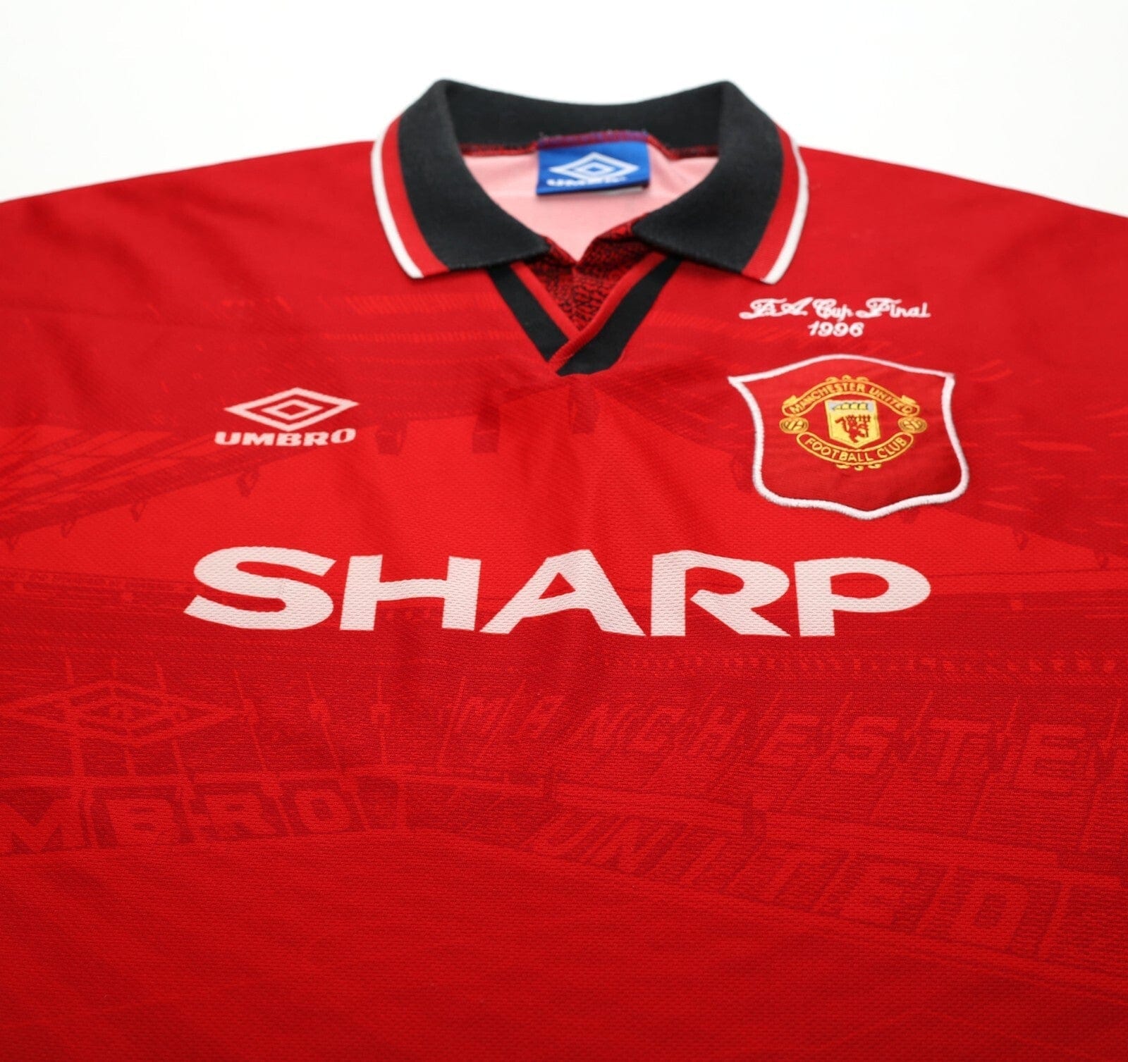 1994/96 CANTONA #7 Manchester United Vintage Umbro FA Cup Final Football Shirt M