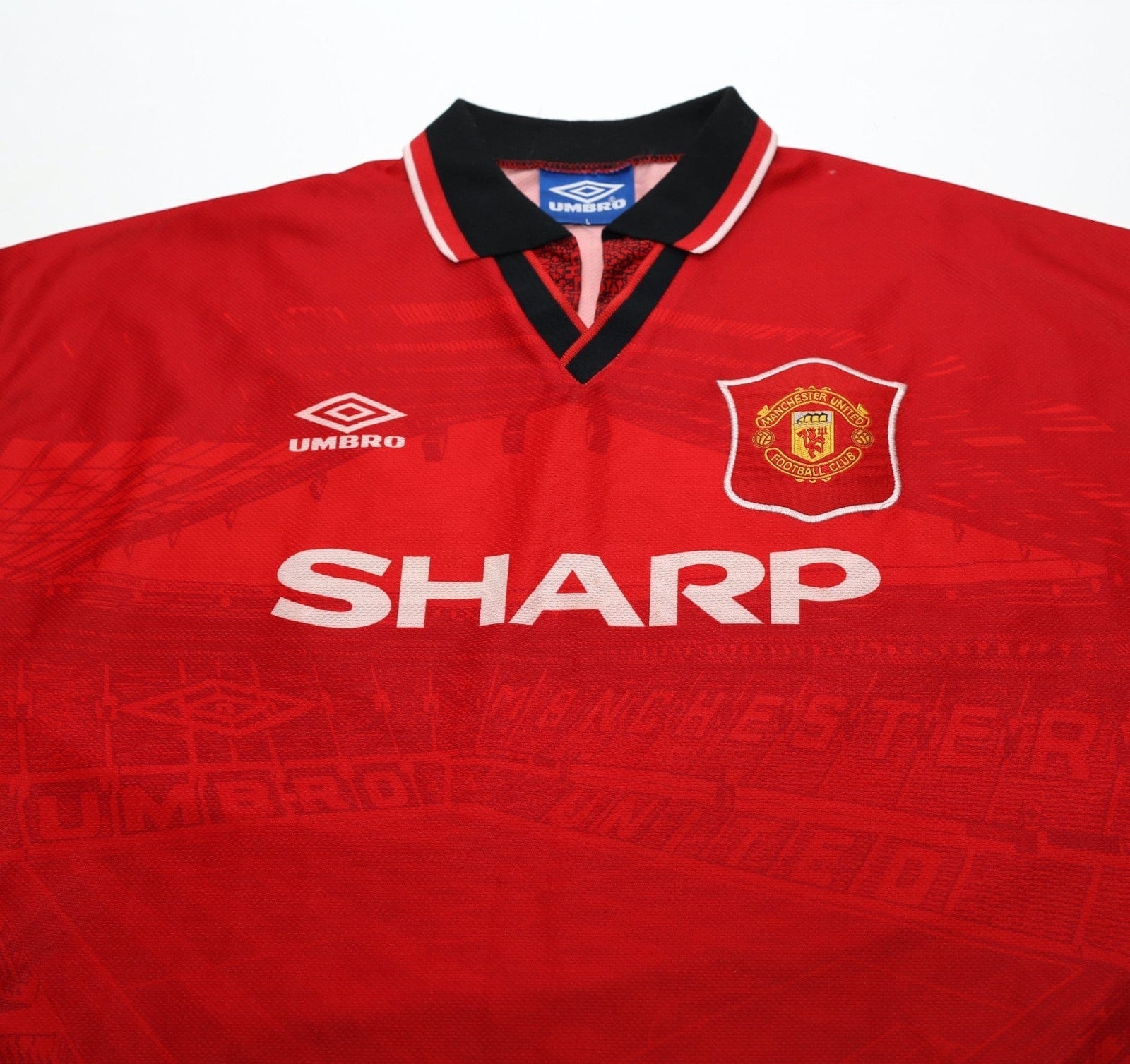 1994/96 CANTONA #7 Manchester United Vintage Umbro Football Shirt (L)