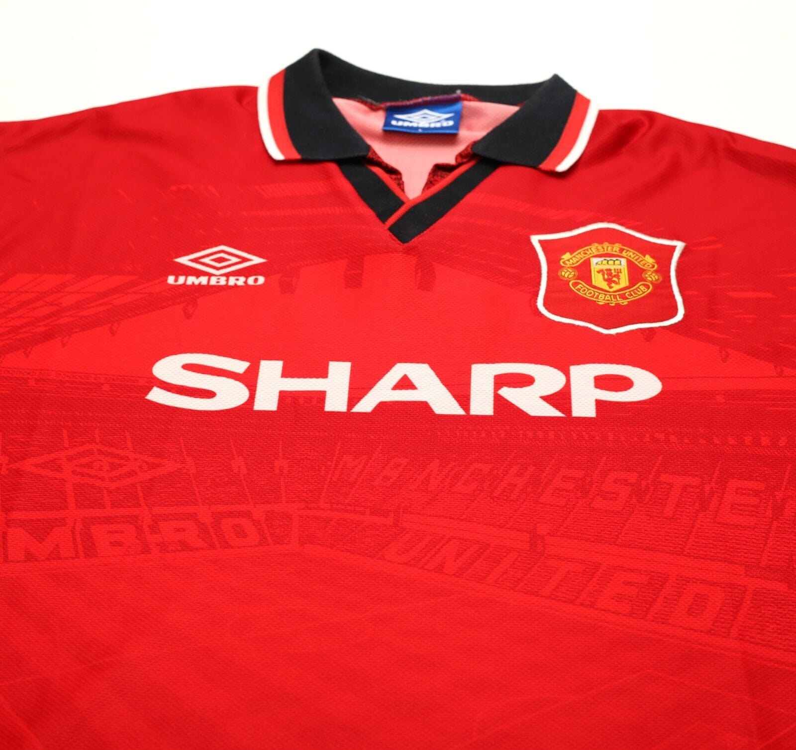 1994/96 CANTONA #7 Manchester United Vintage Umbro Home Football Shirt (L)