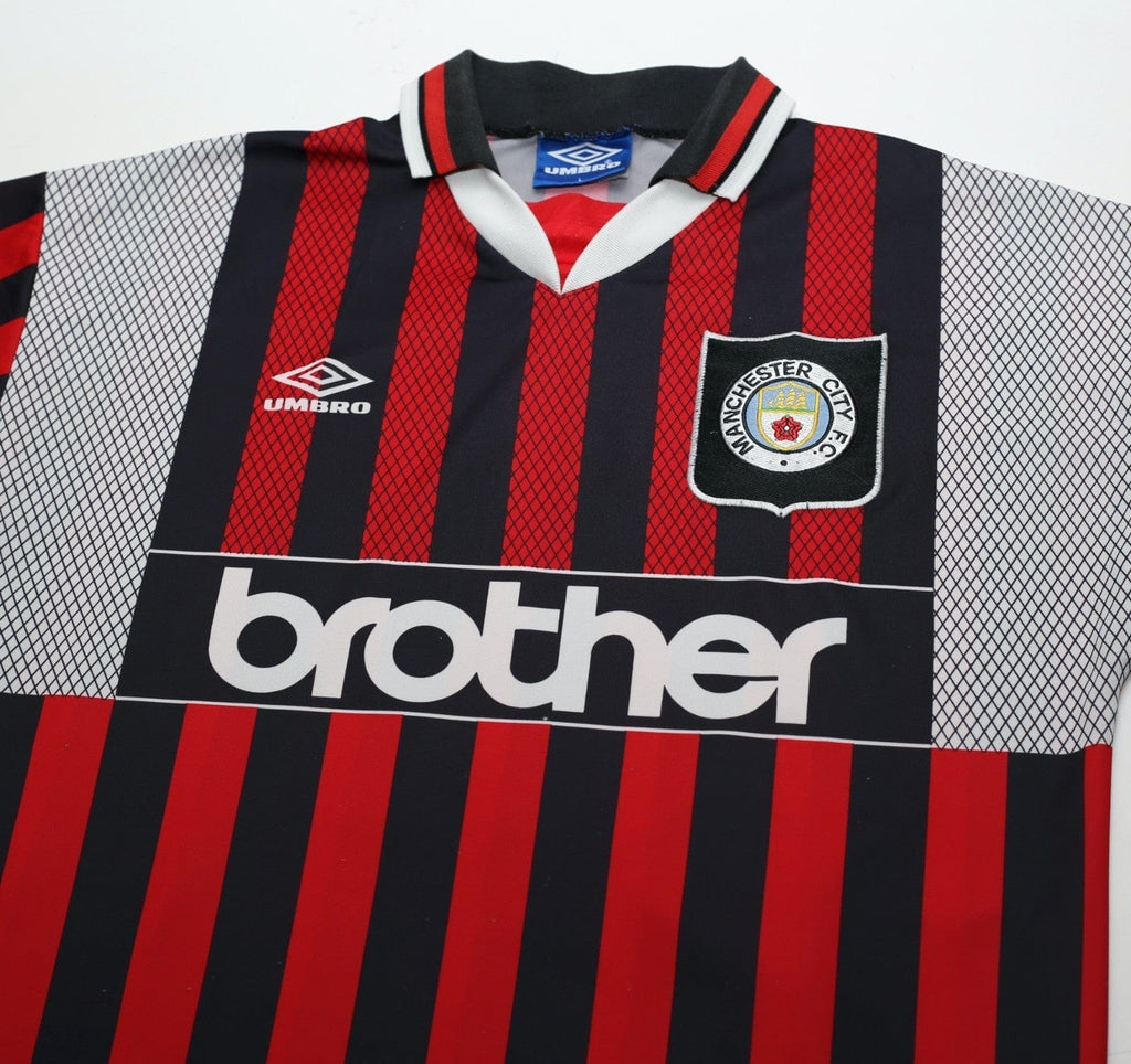 1994/96 KINKLADZE #7 Manchester City Vintage Umbro Away Football Shirt (M/L)