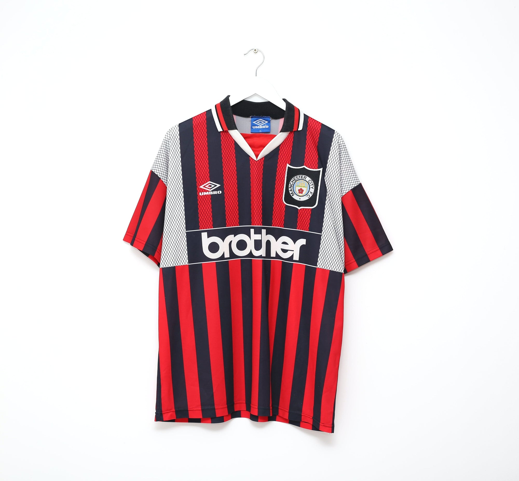 1994/96 KINKLADZE #7 Manchester City Vintage Umbro Away Football Shirt (XL)