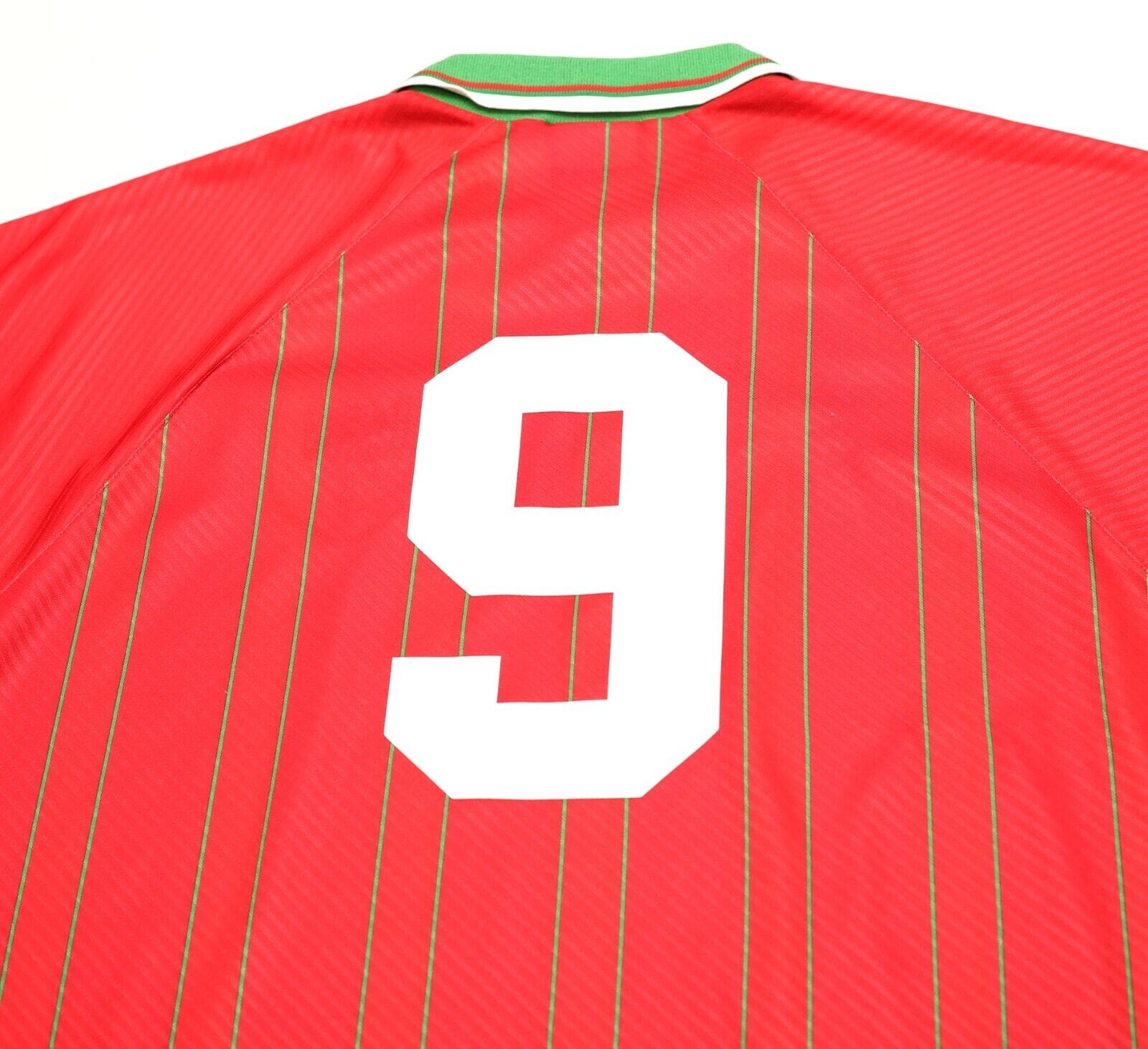 90s UMBRO ウェールズ代表 94-95 ユニフォーム　ゲームシャツ XL 1994/96 RUSH #9 Wales Vintage Umbro Home Football Shirt Jersey (L