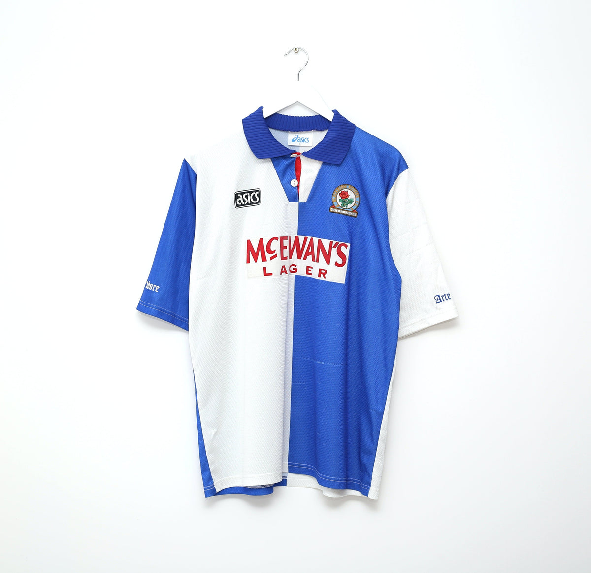 1994/96 SHEARER #9 Blackburn Rovers Vintage Asics Home Football Shirt Jersey XL