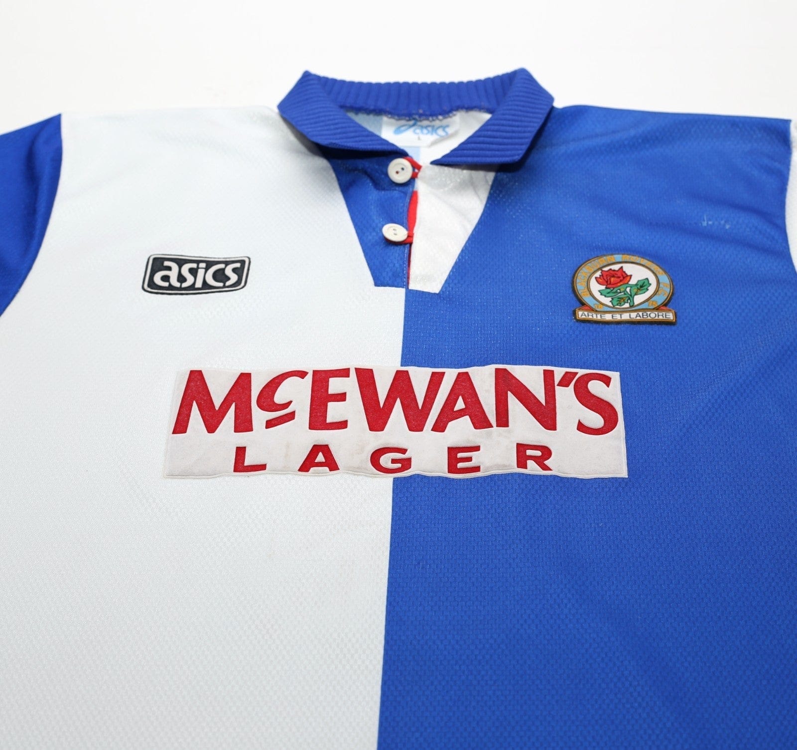 1994/96 SHEARER #9 Blackburn Rovers Vintage Asics Home Football Shirt (L)