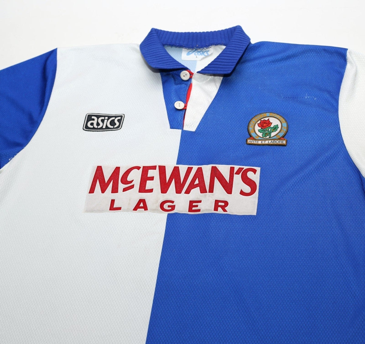 1994/96 SHEARER #9 Blackburn Rovers Vintage Asics Home Football Shirt (L)