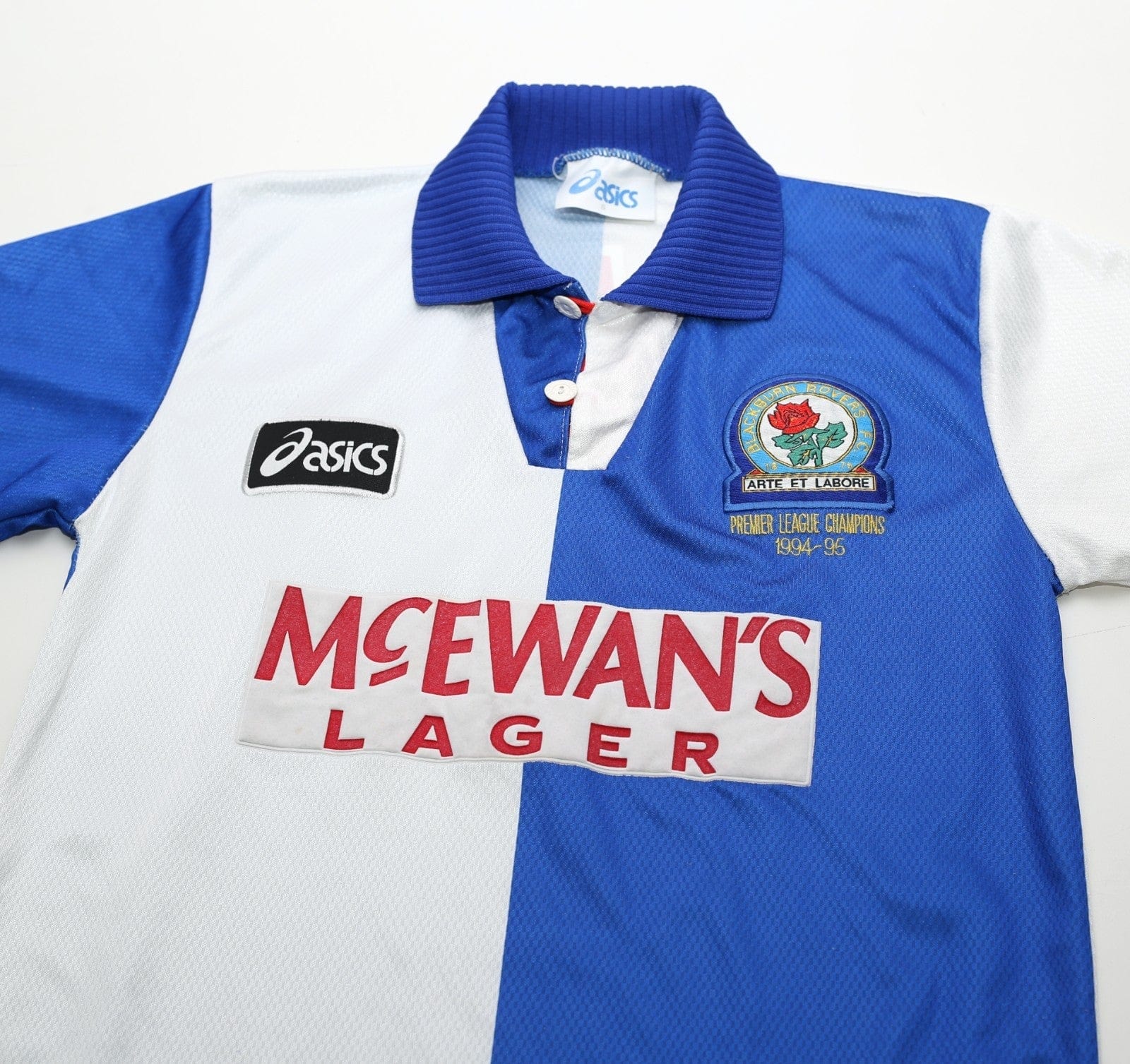 1994/96 SHEARER #9 Blackburn Rovers Vintage Asics Home Football Shirt (S)