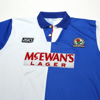 1994/96 Shearer #9 Blackburn Rovers Vintage ASICS Home Football Shirt (XL)