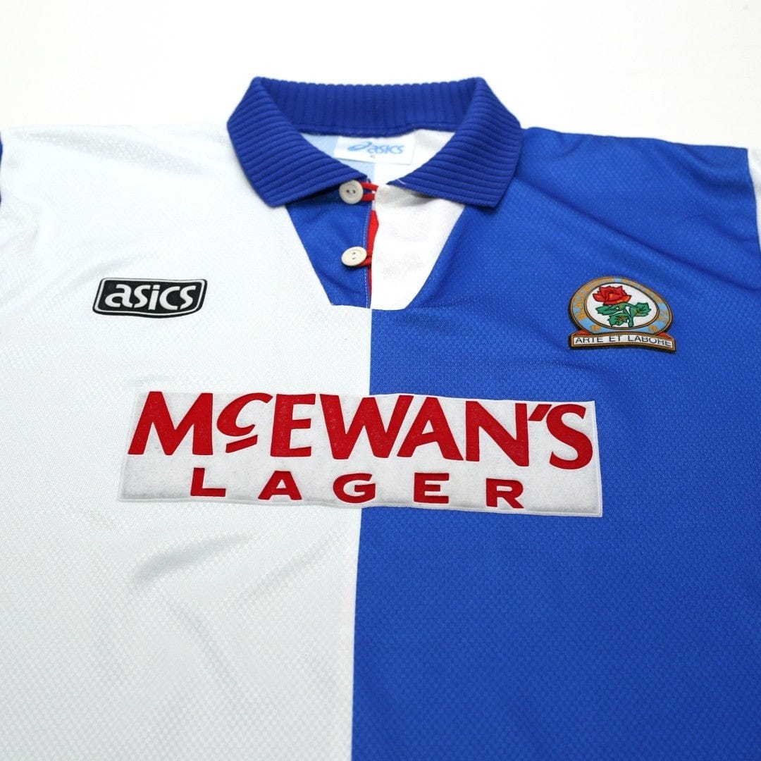 1994/96 Shearer #9 Blackburn Rovers Vintage ASICS Home Football Shirt (XL)