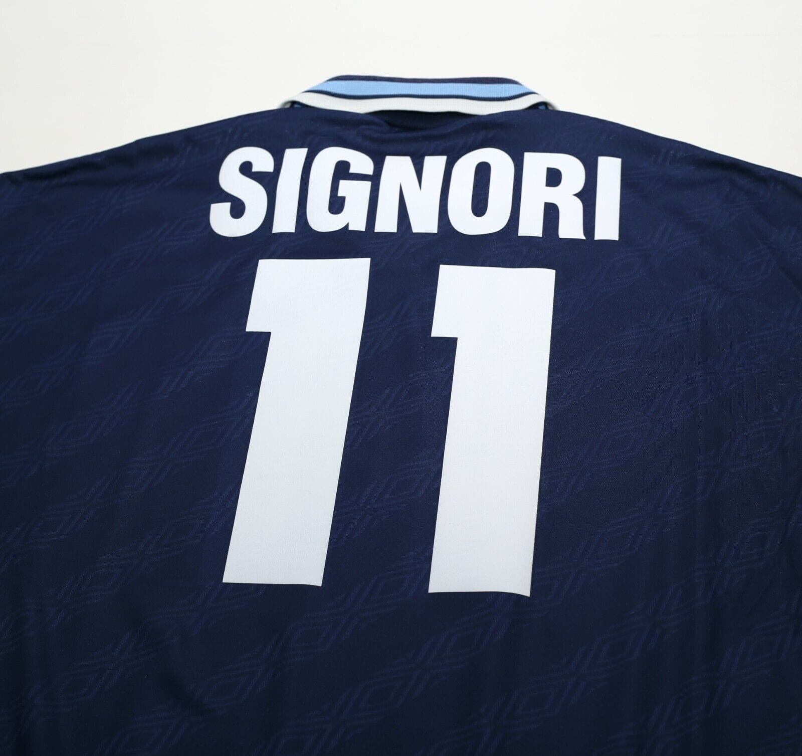 1994/96 SIGNORI #11 Lazio Vintage Umbro Away Football Shirt (L)