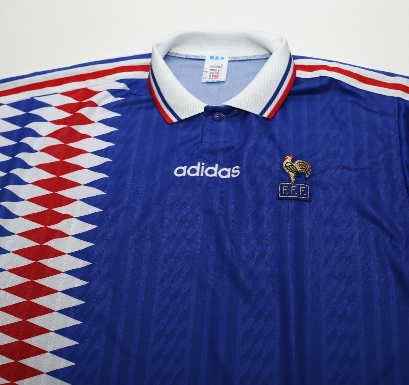 1994/96 ZIDANE #14 France Vintage adidas Home Football Shirt (L)