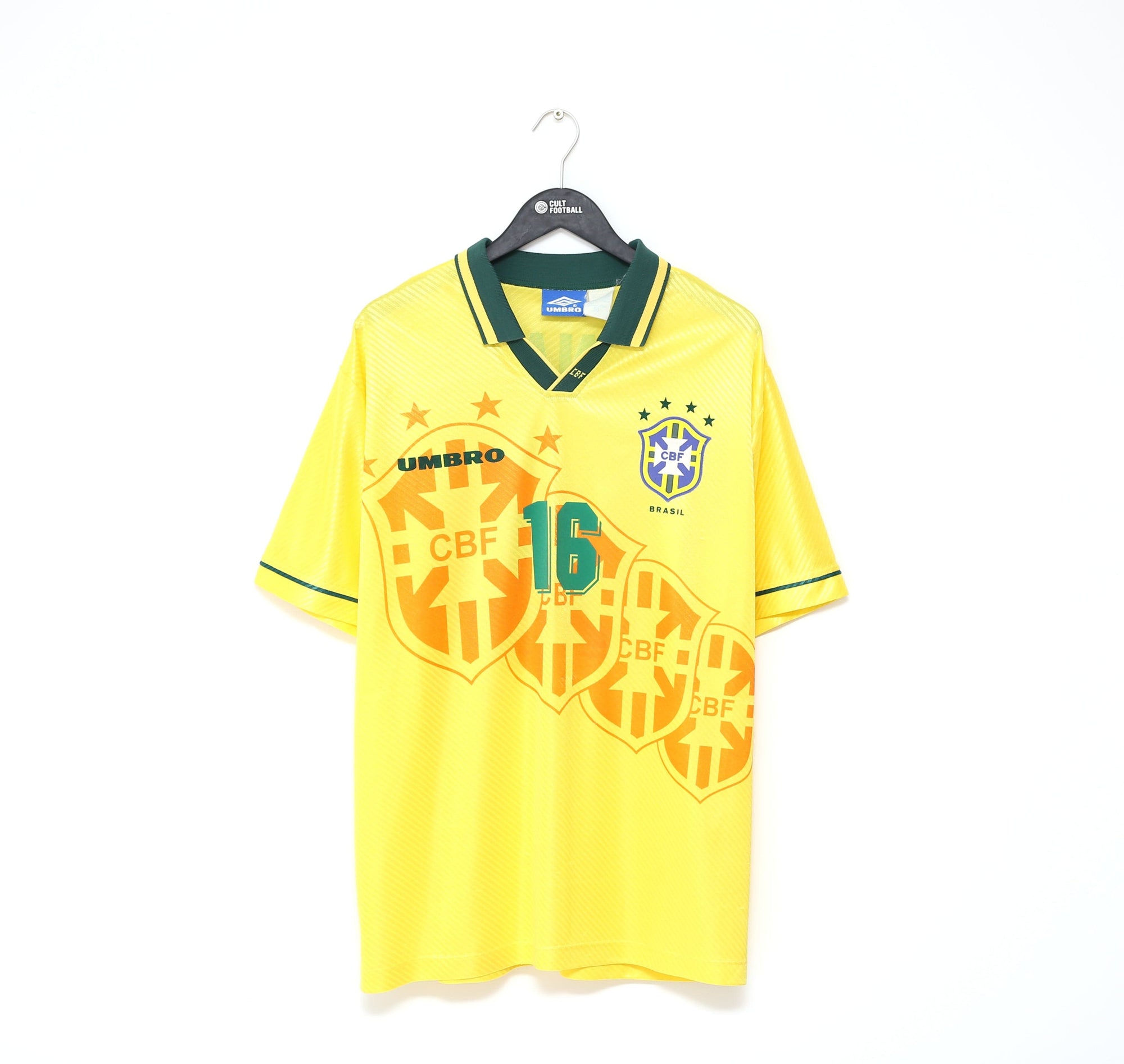 1994/97 LEONARDO #16 Brazil Umbro WC USA 94 Home Football Shirt (XL) AC Milan