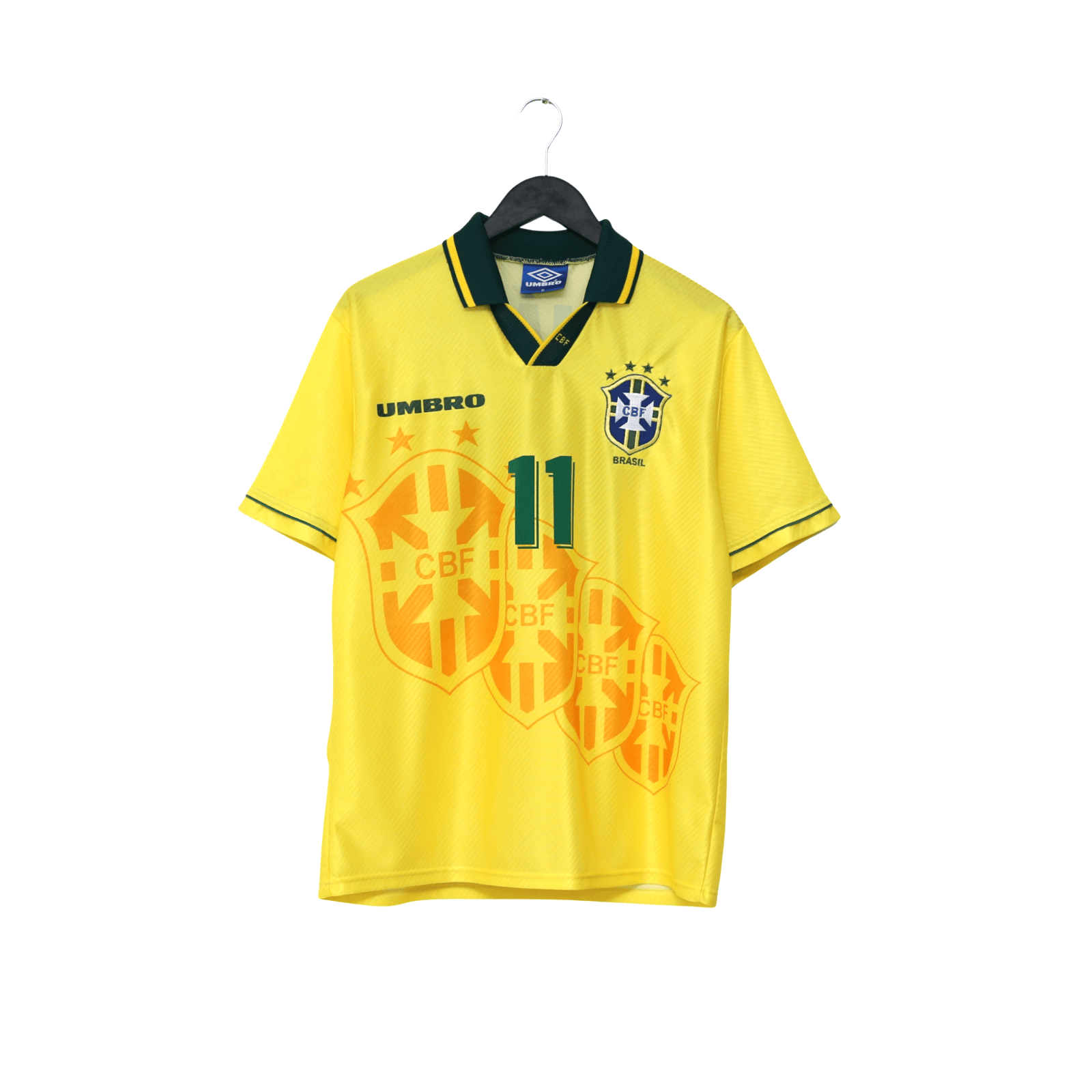 1994/97 Romario #11 Brazil Vintage Umbro Home Football Shirt (M)
