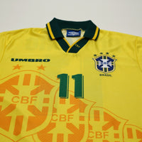 1994/97 Romario #11 Brazil Vintage Umbro Home Football Shirt (M)