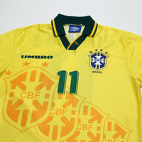 1994/97 Romario #11 Brazil Vintage Umbro Home Football Shirt (M)