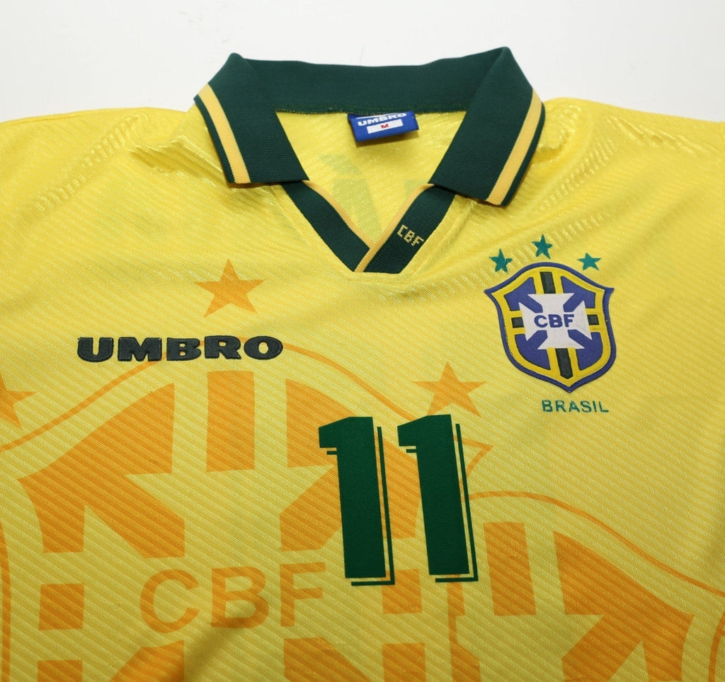 1994/97 ROMARIO #11 Brazil Vintage Umbro Home Football Shirt (M) 3 Star 94 WC