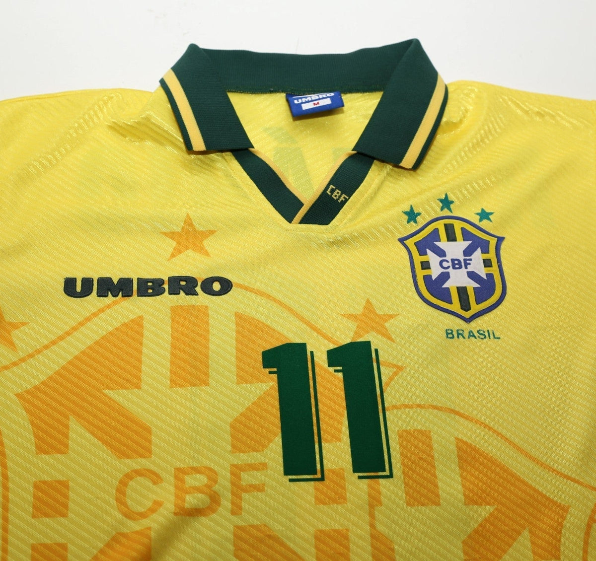 1994/97 ROMARIO #11 Brazil Vintage Umbro Home Football Shirt (M) 3 Star 94 WC
