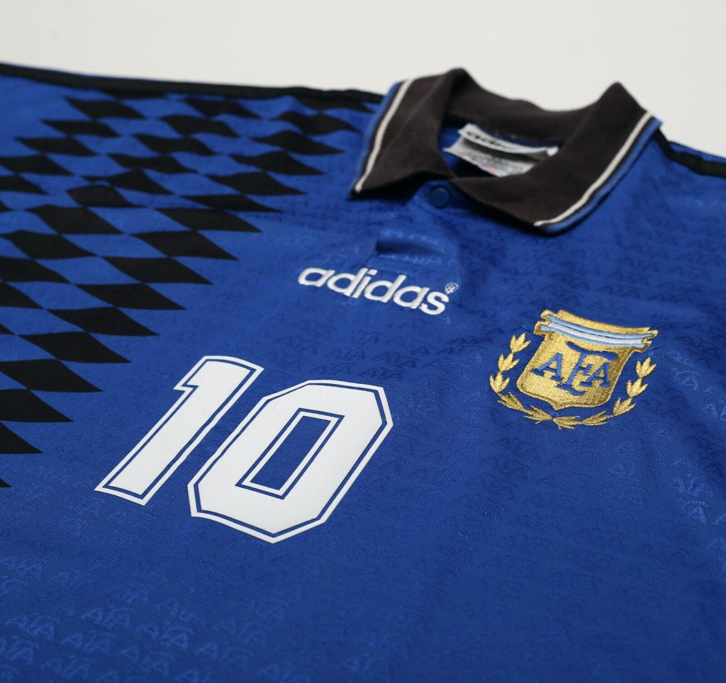 1994 MARADONA #10 Argentina Vintage adidas Away Football Shirt (M) USA 94