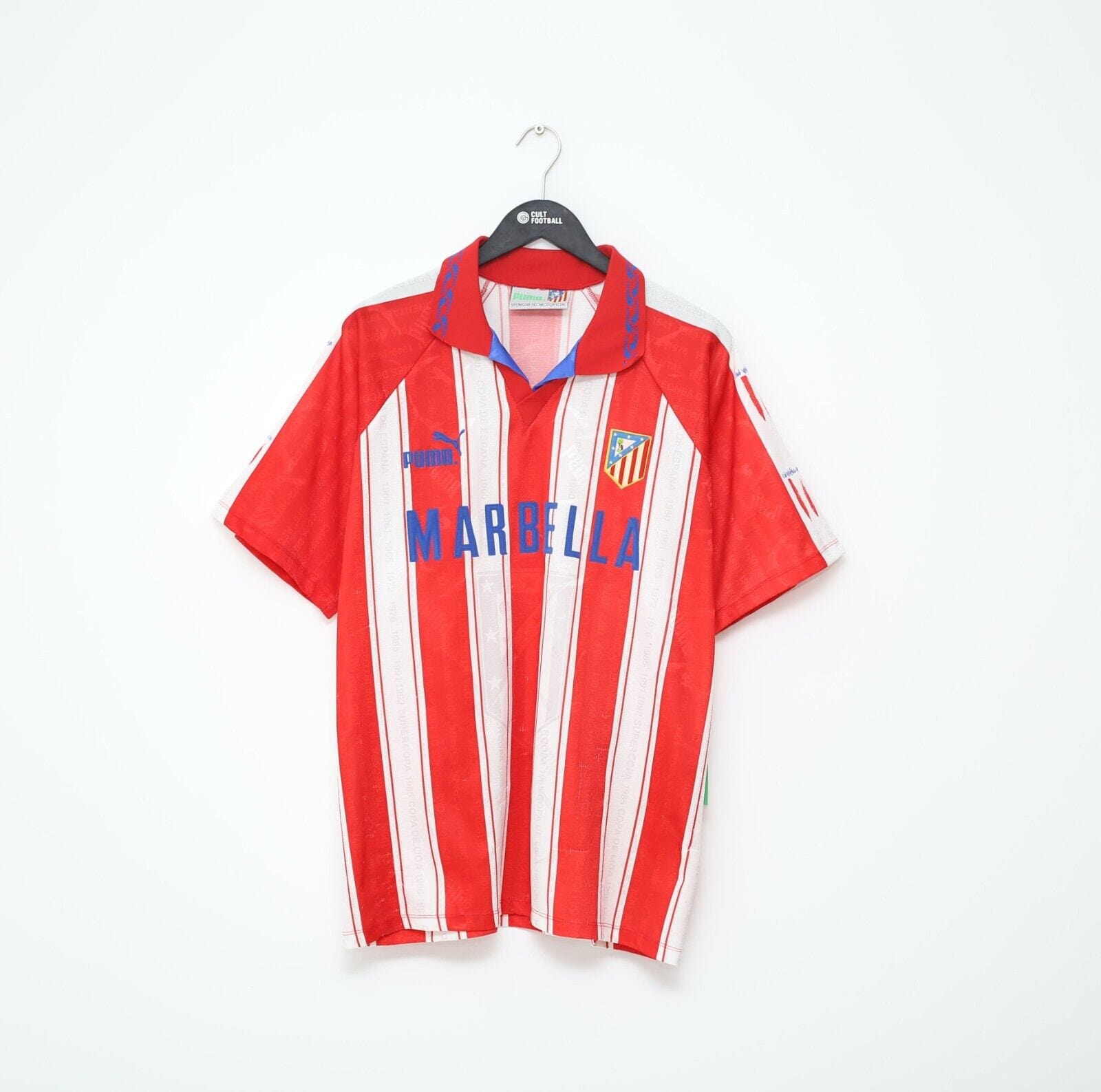 1995/96 ATLETICO MADRID Vintage PUMA Home Football Shirt Jersey (XL)