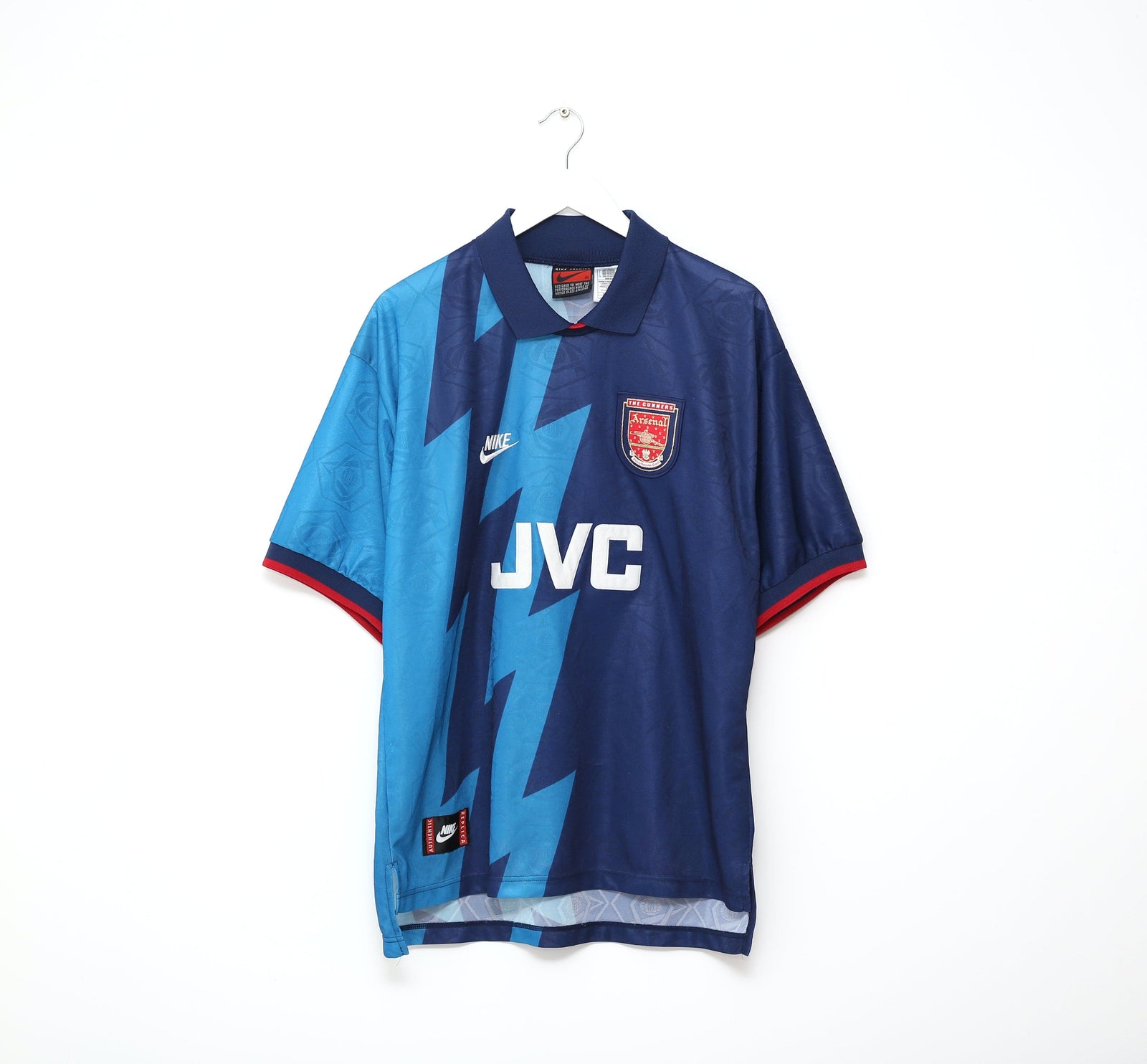 1995/96 BERGKAMP #10 Arsenal Vintage Nike Away Football Shirt Jersey (L/XL)
