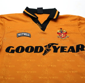1995/96 BULL #9 Wolverhampton Wanderers Vintage Nutmeg Home Football Shirt (S)