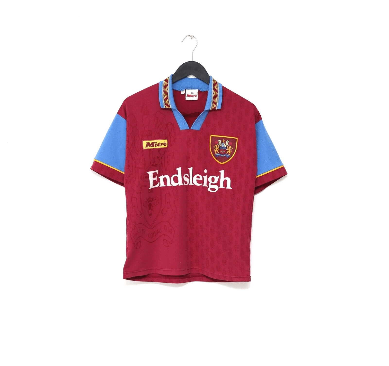 1995/96 BURNLEY FC Vintage Mitre Home Football Shirt Jersey (S) 34/36