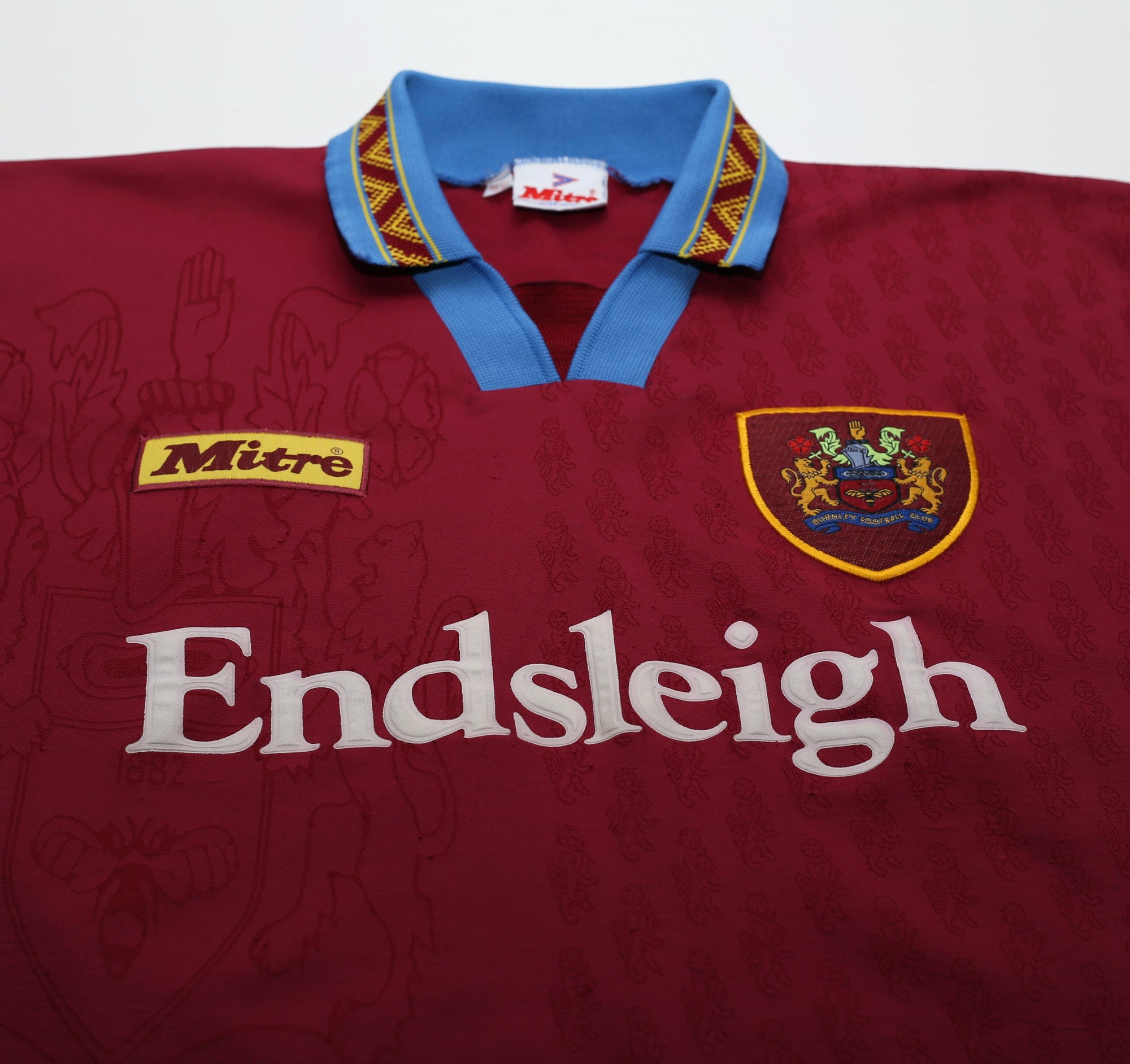 1995/96 BURNLEY FC Vintage Mitre Home Football Shirt Jersey (S) 34/36