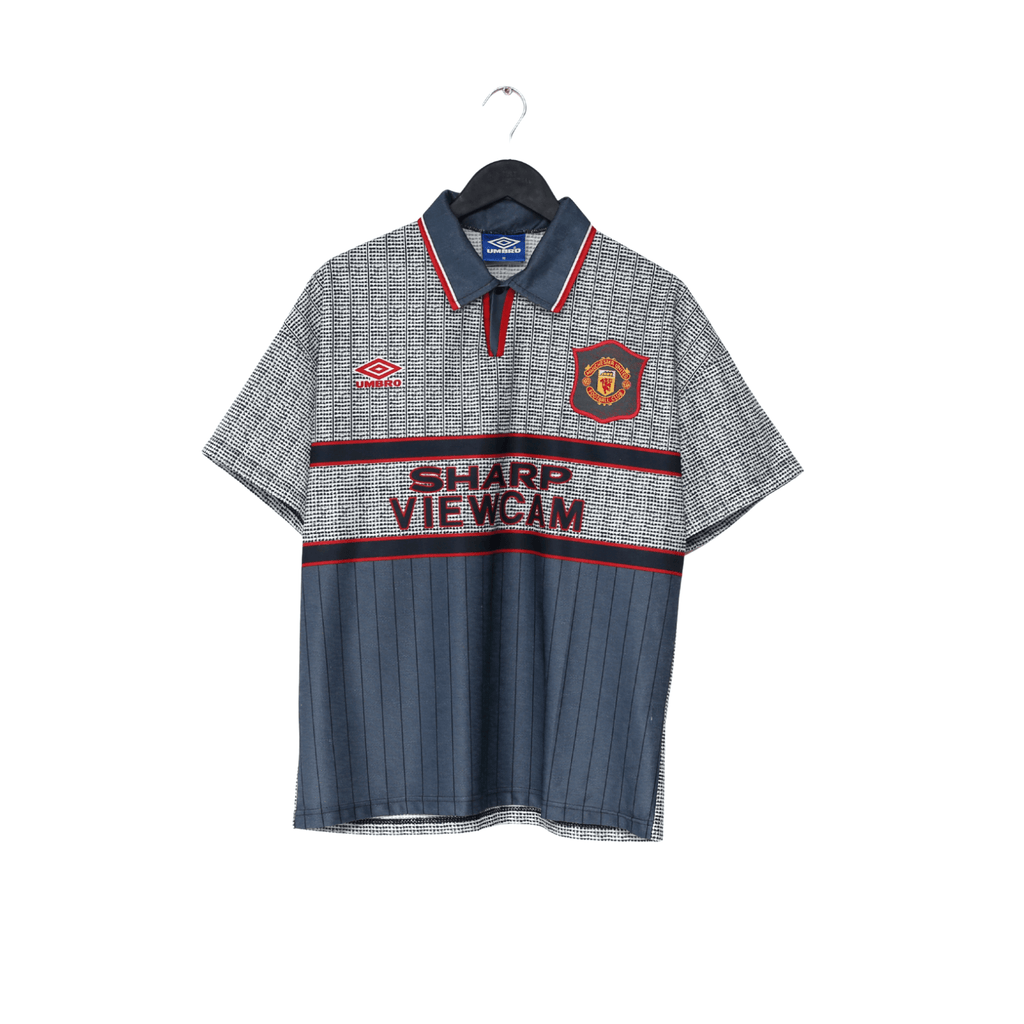 1995/96 CANTONA #7 Manchester United Vintage Umbro Away Football Shirt (M)