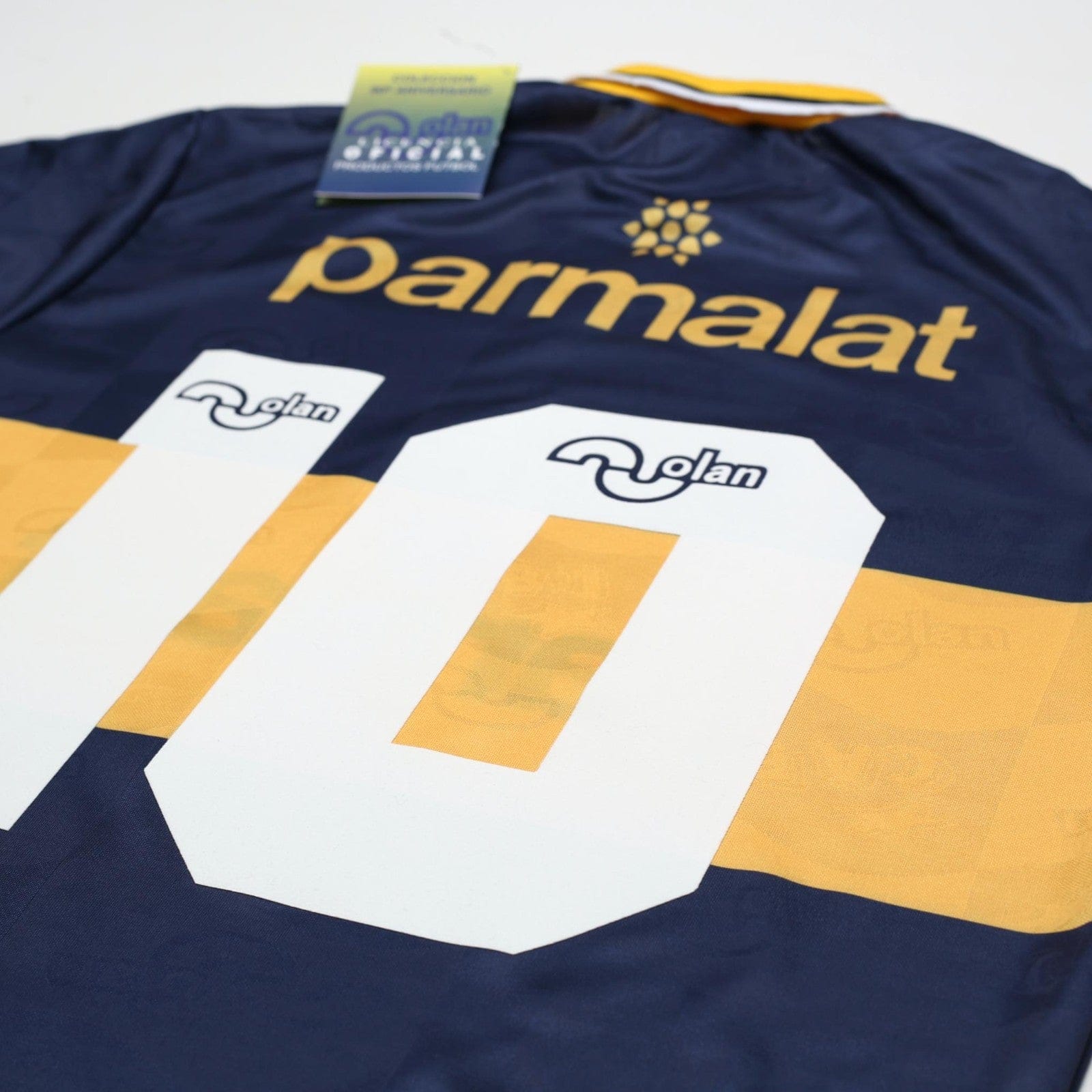 1995/96 Maradona #10 Boca Juniors Olan Reissue Parmalat LS Shirt 42 (L) BNWT