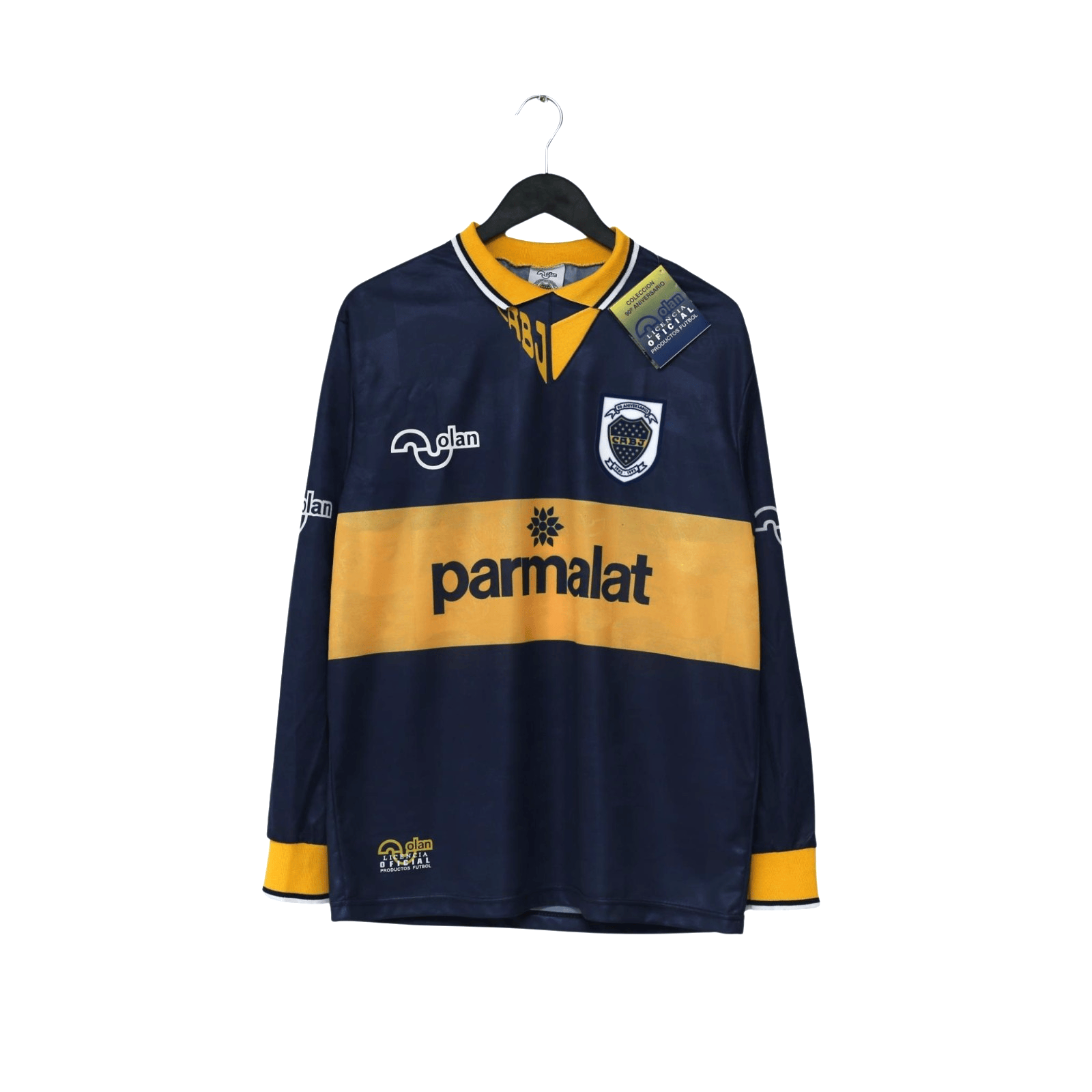 1995/96 Maradona #10 Boca Juniors Olan Reissue Parmalat LS Shirt 42 (L) BNWT