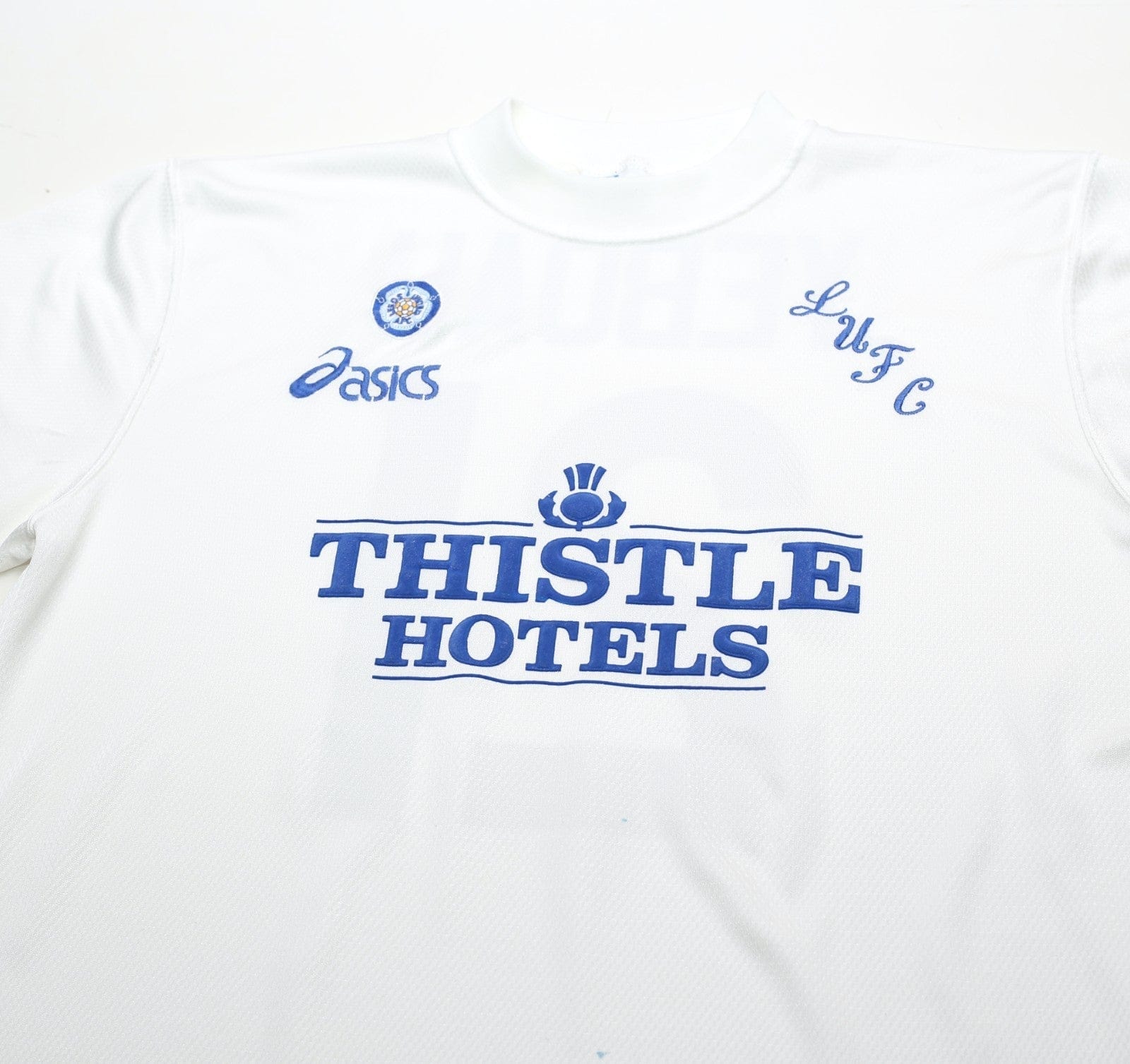 1995/96 YEBOAH #21 Leeds United Vintage ASICS Home Football Shirt (L)