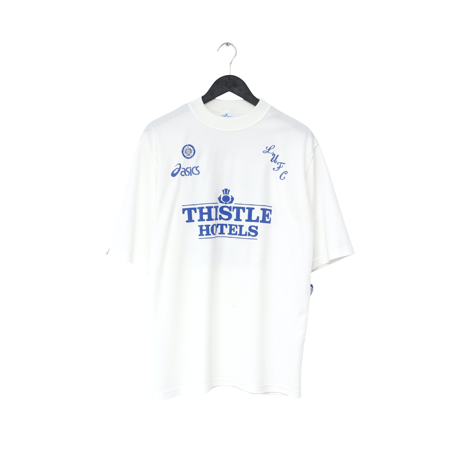 1995/96 YEBOAH #21 Leeds United Vintage ASICS Home Football Shirt (L)