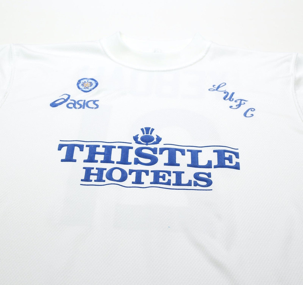 1995/96 YEBOAH #21 Leeds United Vintage ASICS Home Football Shirt (L)