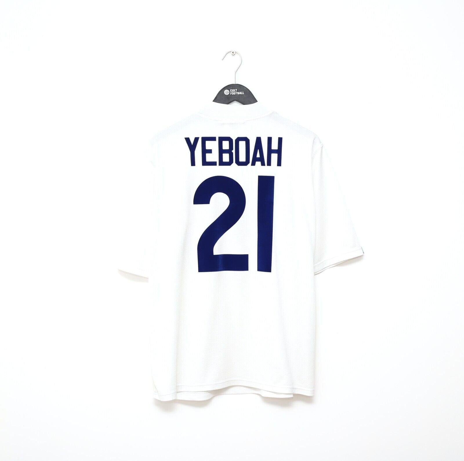 1995/96 YEBOAH #21 Leeds United Vintage Asics Home Football Shirt (L) Ghana