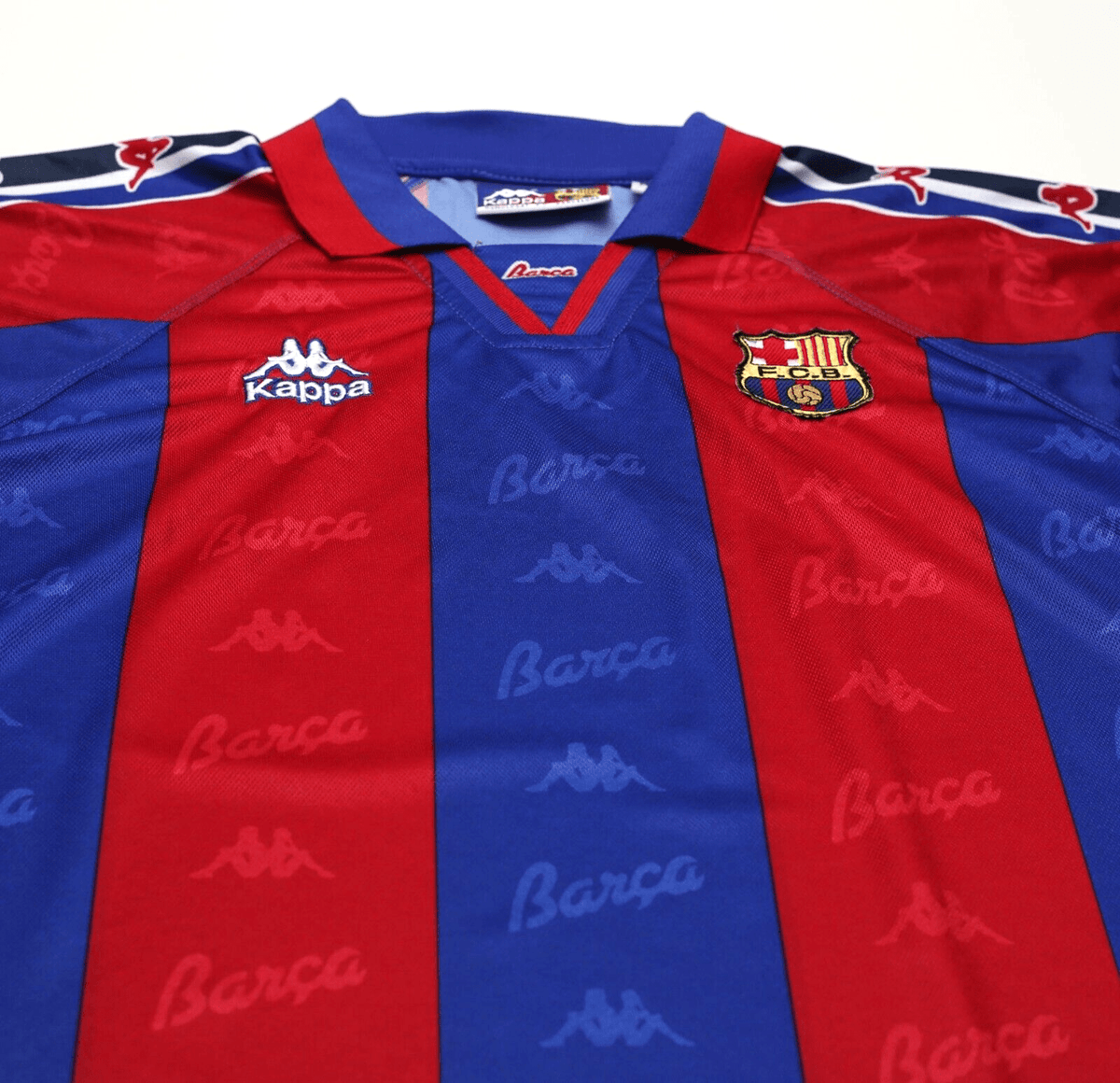 1995/97 Barcelona Vintage Kappa Home Football Shirt Jersey (M/L) Ronaldo Era