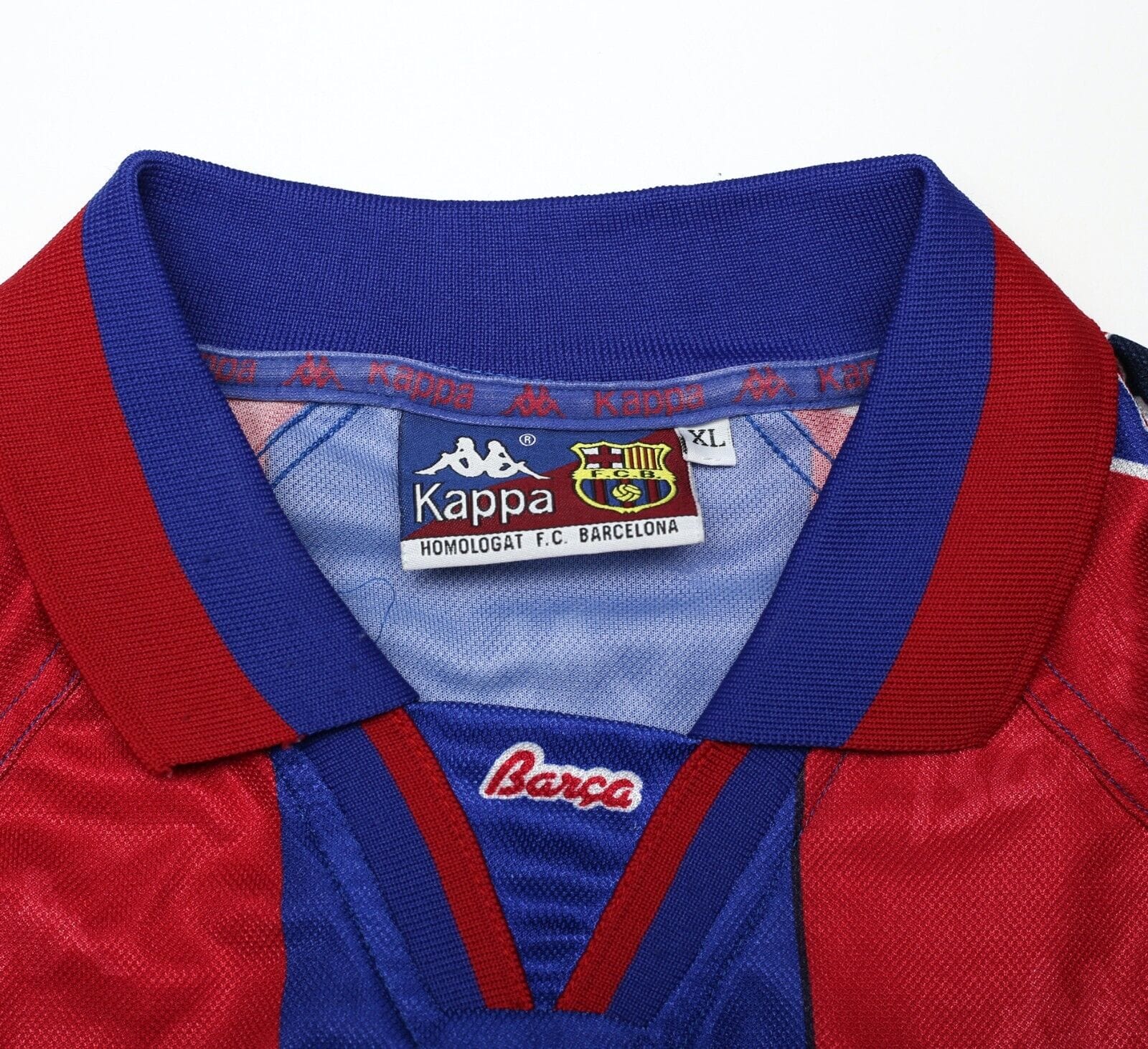 1995/97 Barcelona Vintage Kappa Home Football Shirt Jersey (XL) Ronaldo Era