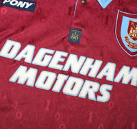 1995/97 DICKS #3 West Ham United Vintage PONY Football Shirt (L)
