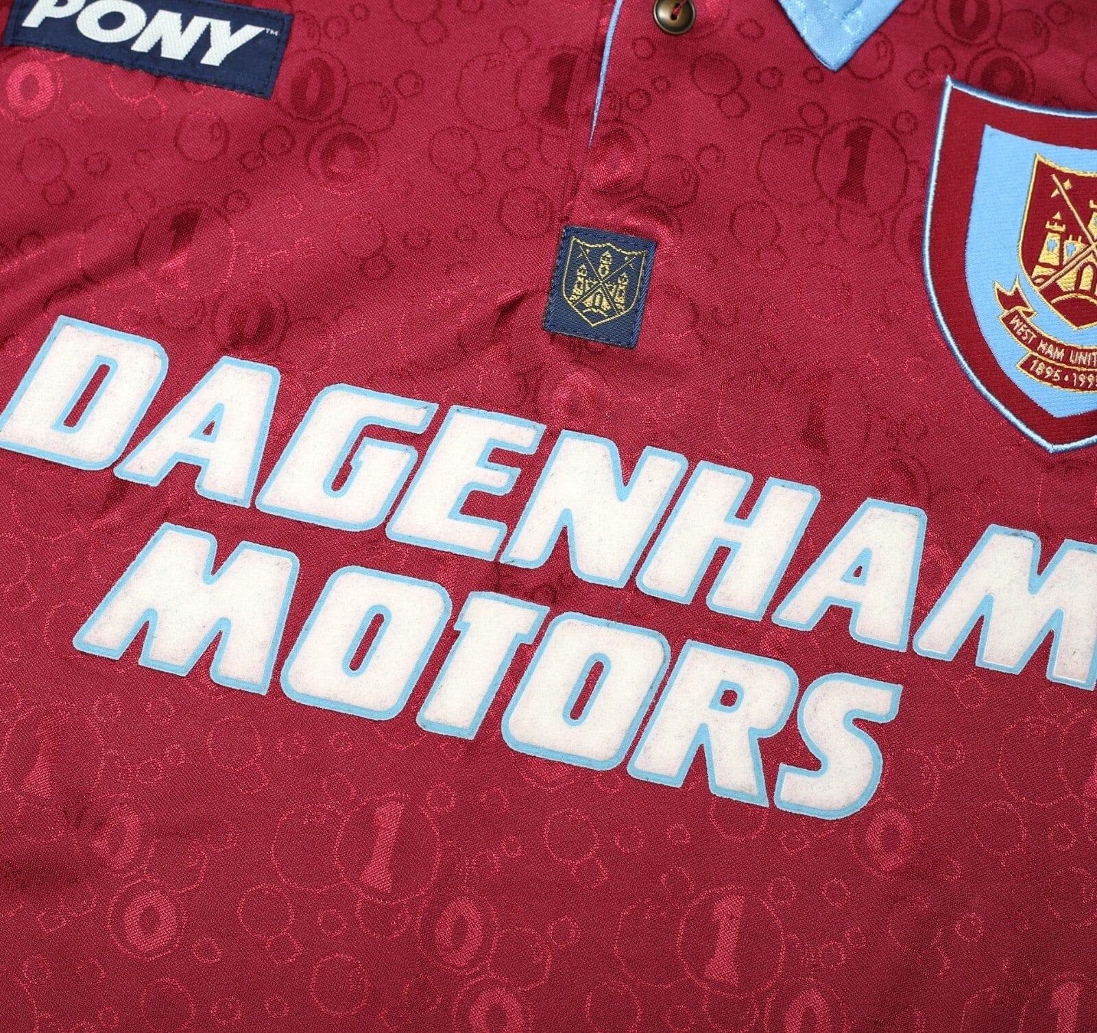 1995/97 DICKS #3 West Ham United Vintage PONY Football Shirt (L)