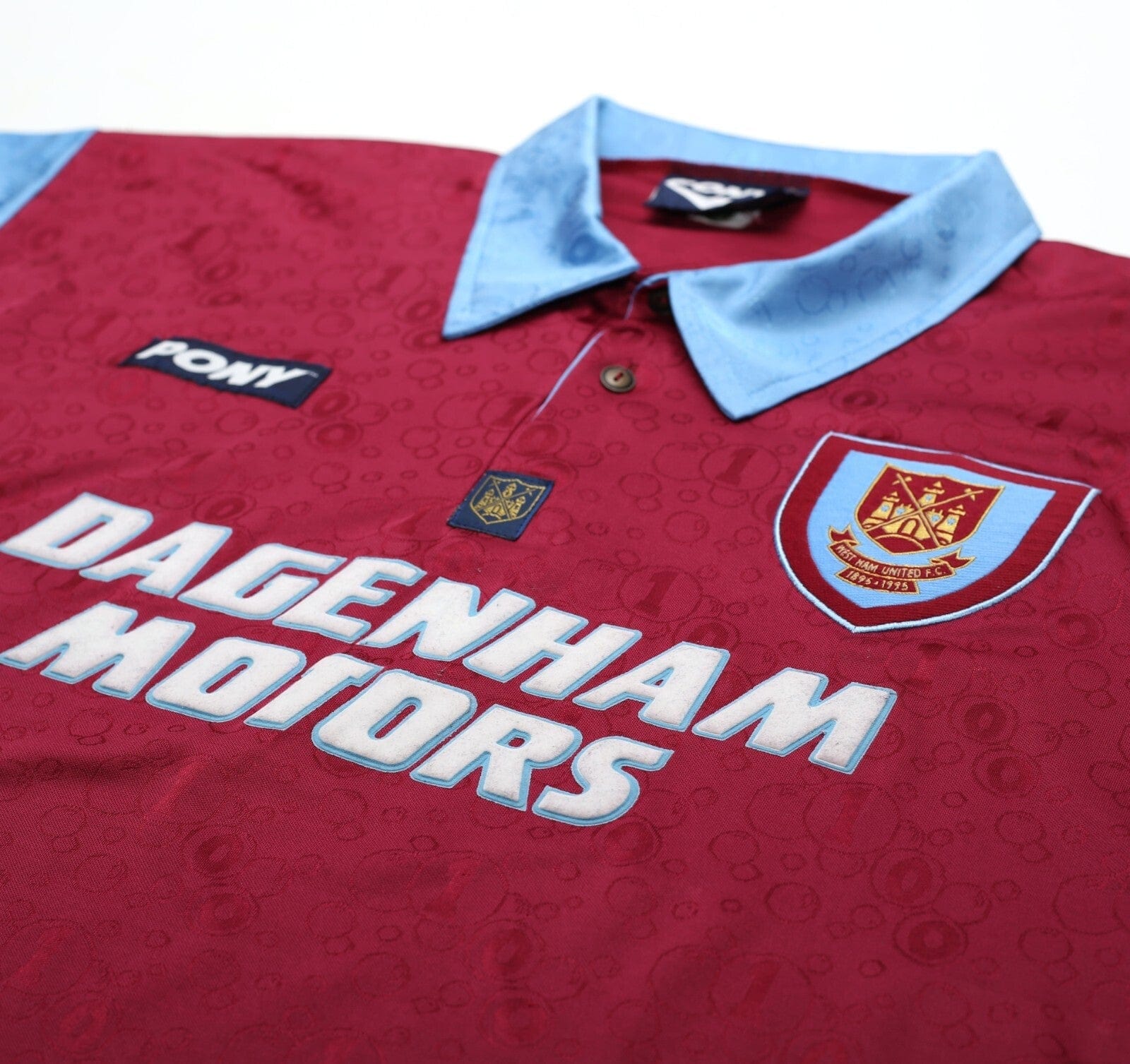 1995/97 DICKS #3 West Ham United Vintage PONY Football Shirt (L)