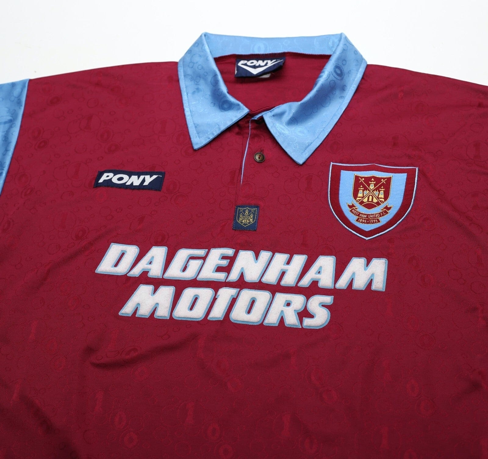 1995/97 DICKS #3 West Ham United Vintage PONY Football Shirt (L)