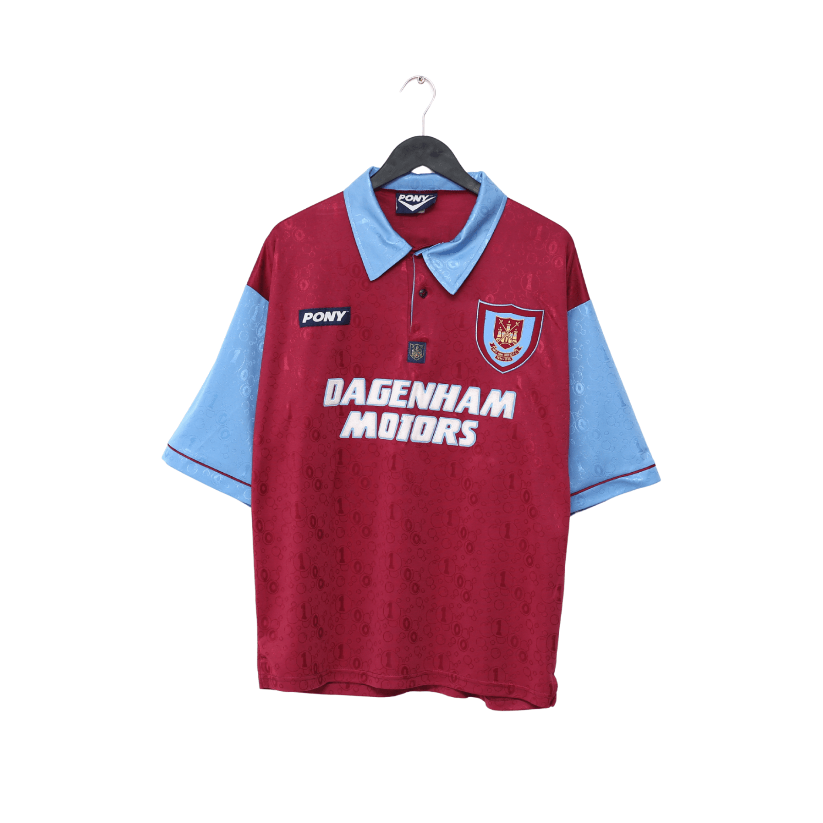 1995/97 DICKS #3 West Ham United Vintage PONY Football Shirt (L)
