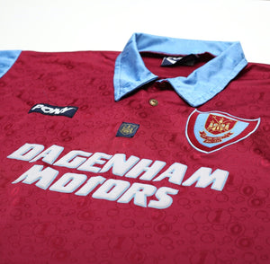 1995/97 DICKS #3 West Ham United Vintage PONY Football Shirt (L)