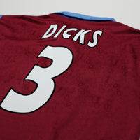 1995/97 Dicks #3 West Ham United Vintage PONY Football Shirt (M)