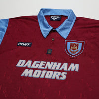 1995/97 Dicks #3 West Ham United Vintage PONY Football Shirt (M)