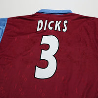 1995/97 Dicks #3 West Ham United Vintage PONY Football Shirt (M)