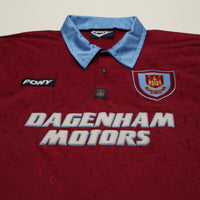 1995/97 Dicks #3 West Ham United Vintage PONY Football Shirt (M)