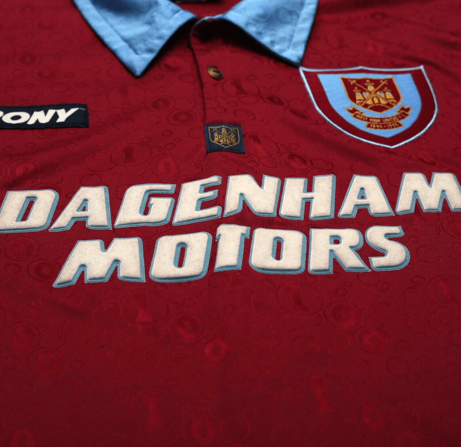 1995/97 DICKS #3 West Ham United Vintage PONY Football Shirt (S)