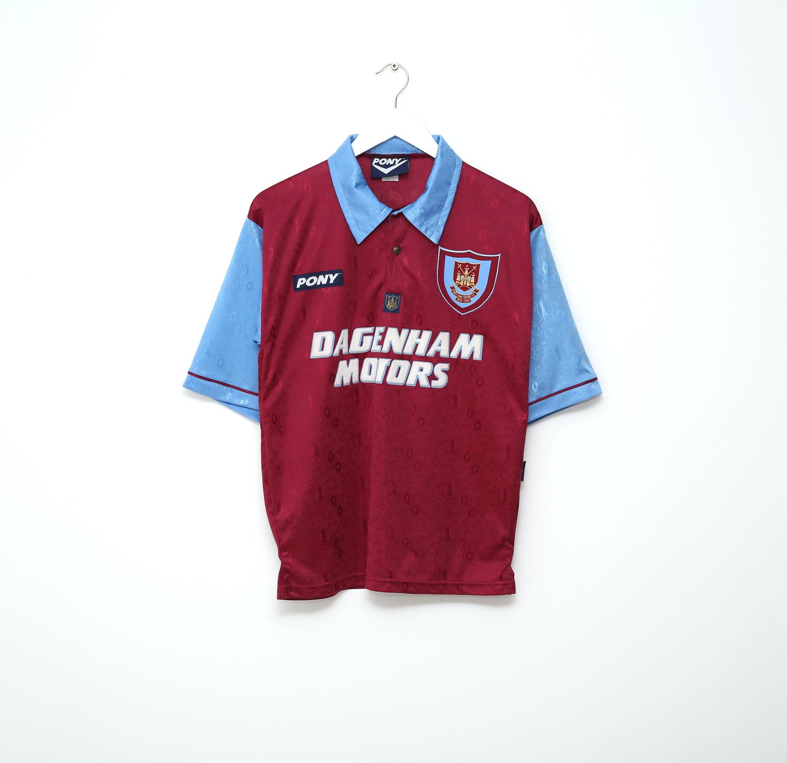 1995/97 DICKS #3 West Ham United Vintage PONY Football Shirt (S)